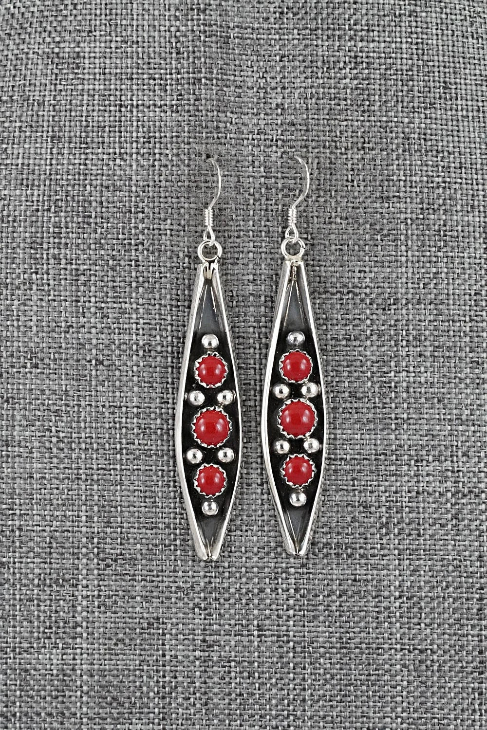 Coral & Sterling Silver Earrings - Paul Largo