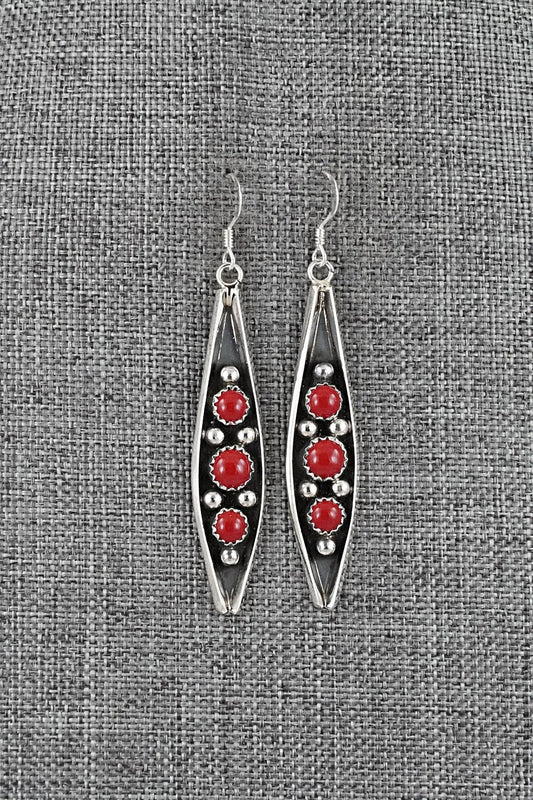 Coral & Sterling Silver Earrings - Paul Largo