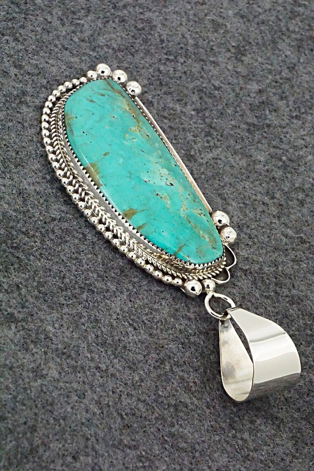 Turquoise and Sterling Silver Pendant - Leslie Nez