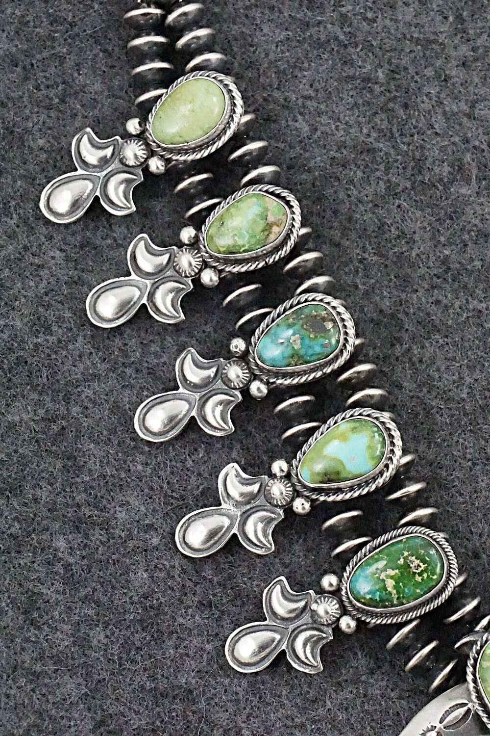 Turquoise & Sterling Silver Squash Blossom Set - Paige Gordon