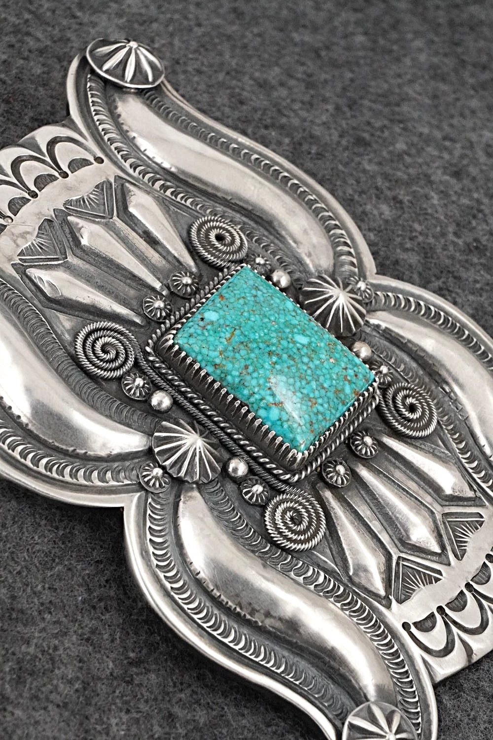 Turquoise & Sterling Silver Belt Buckle - Delbert Gordon