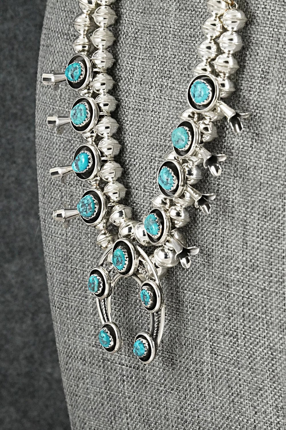 Turquoise & Sterling Silver Squash Blossom Set - Phil Garcia