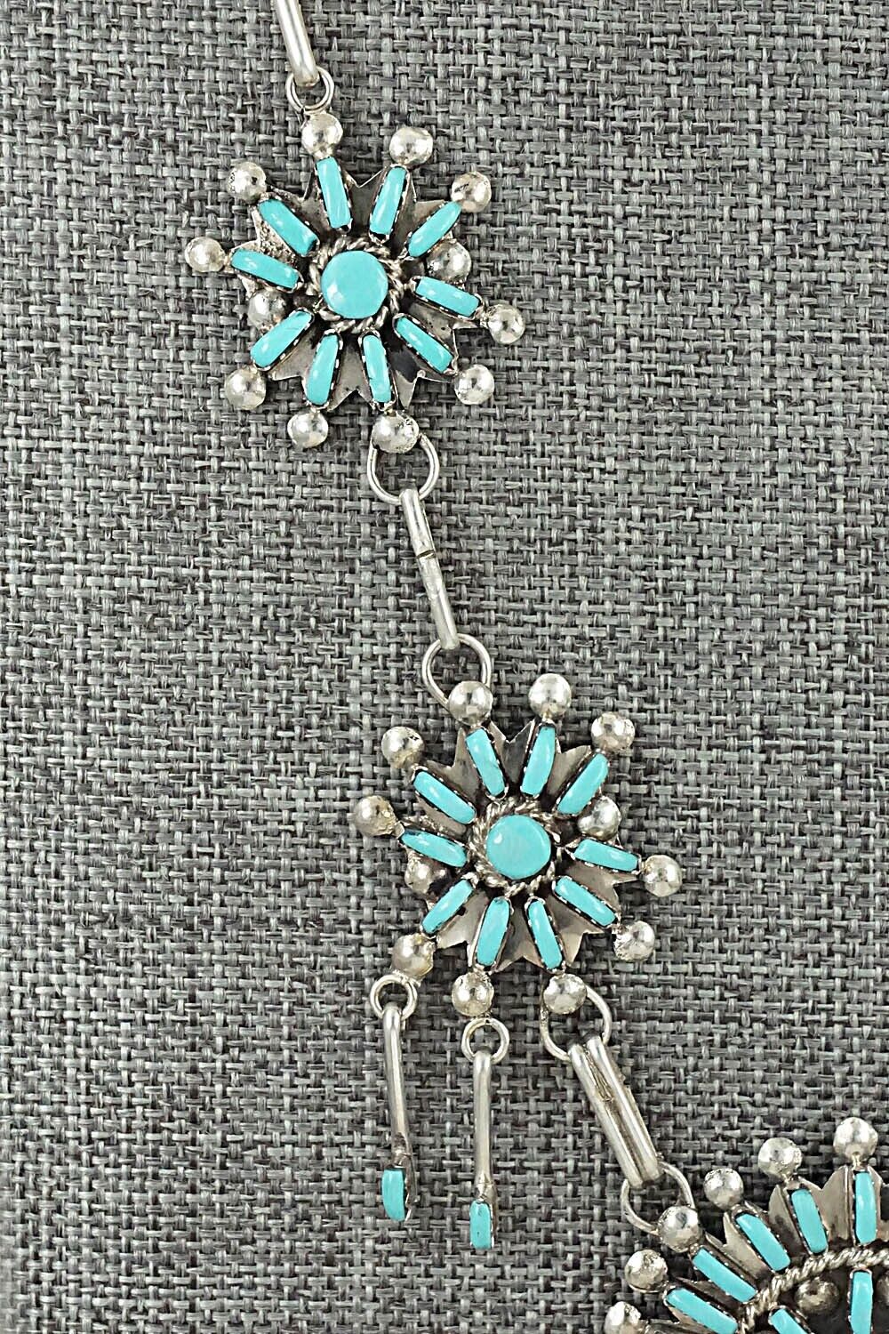 Turquoise & Sterling Silver Necklace and Earrings Set - Keith Leekity