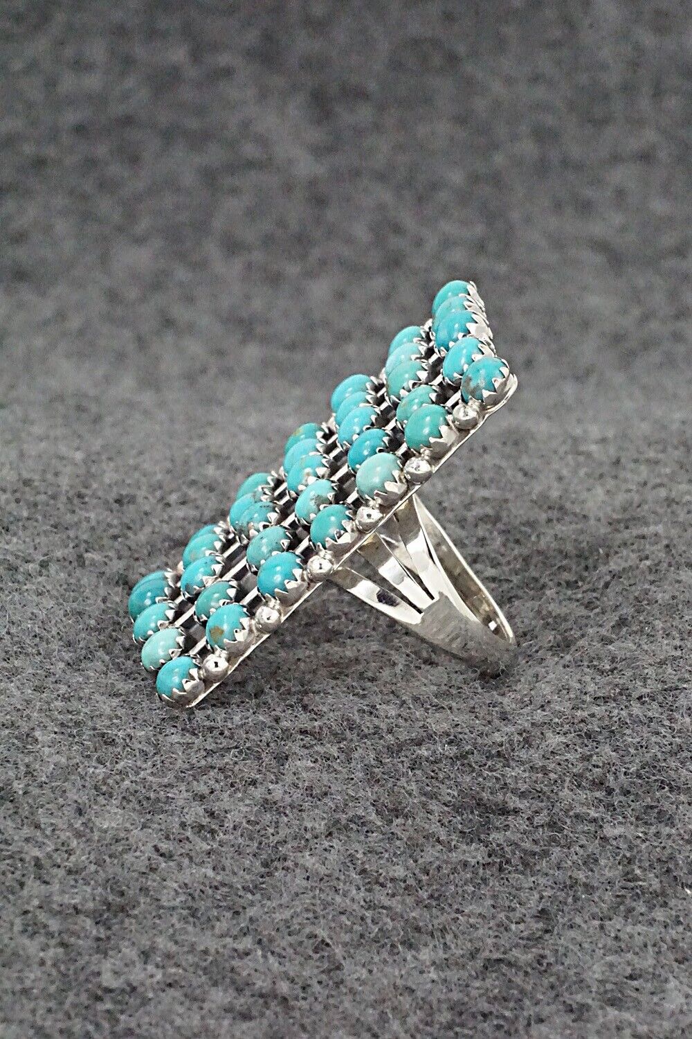 Turquoise & Sterling Silver Ring - Kenny Lonjose - Size 7.5