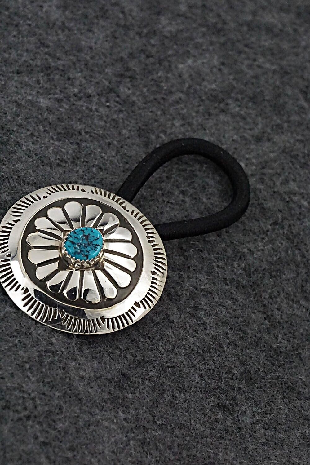 Turquoise & Sterling Silver Hair Tie - Jolene Begay