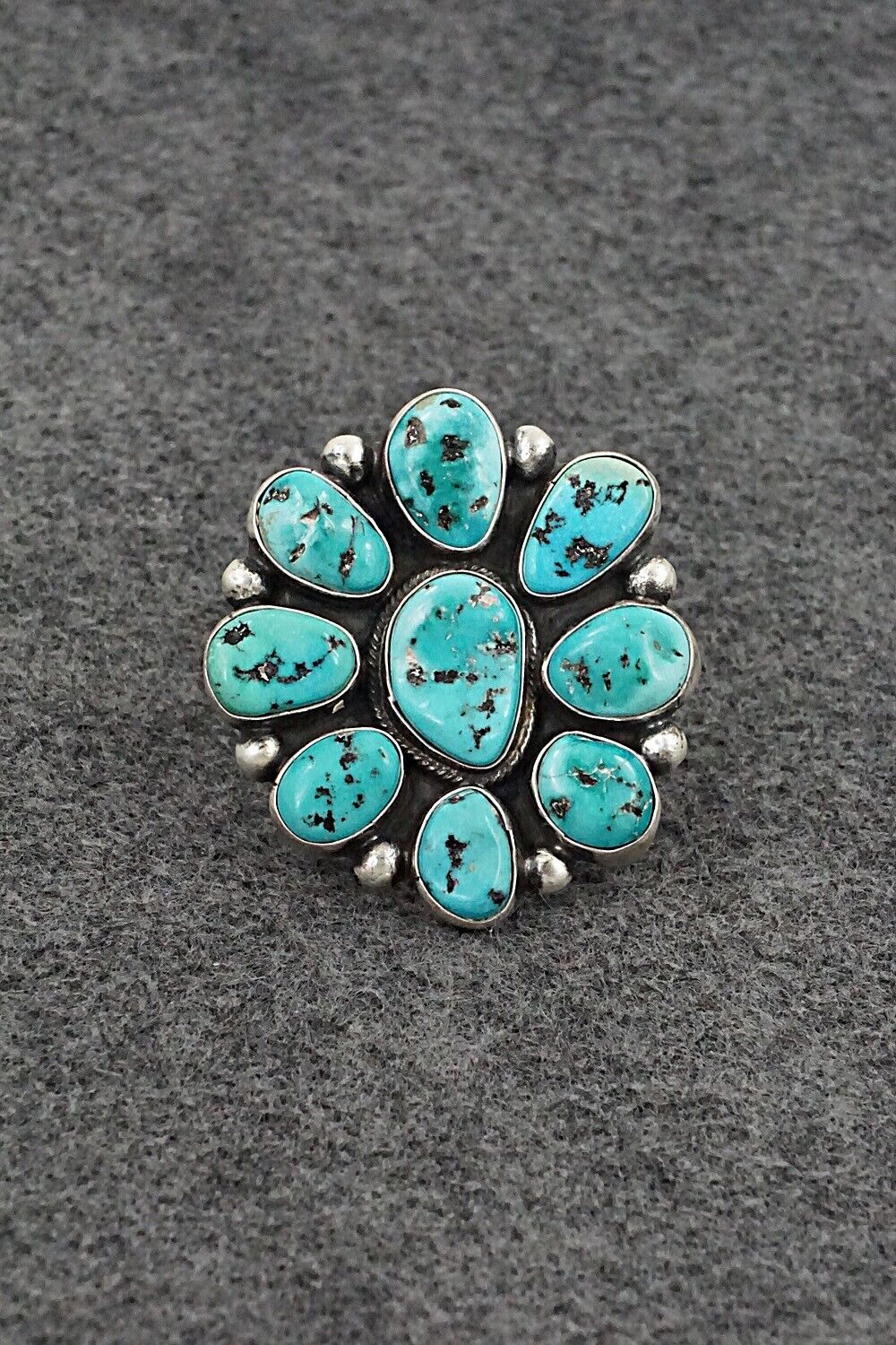 Turquoise & Sterling Silver Ring - Bobby Johnson - Size 8