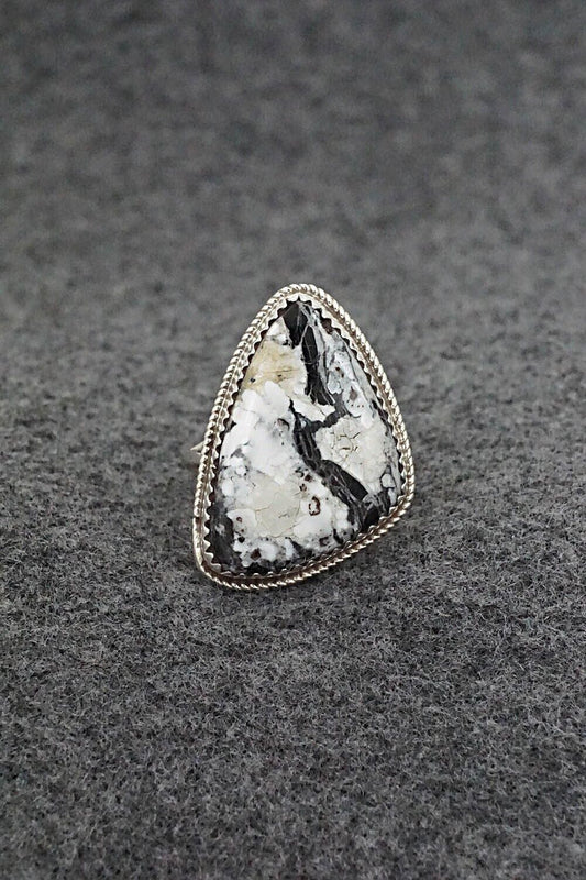 White Buffalo & Sterling Silver Ring - Ernest Hawthorne - Size 7.75