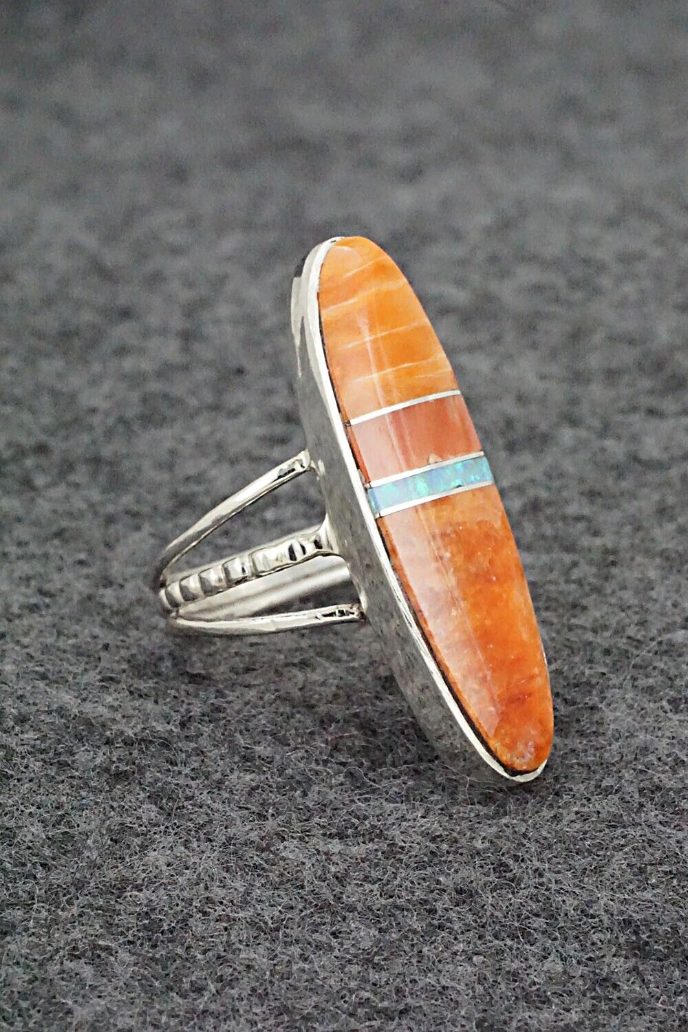 Spiny Oyster, Opalite & Sterling Silver Ring - Harold Smith - Size 7