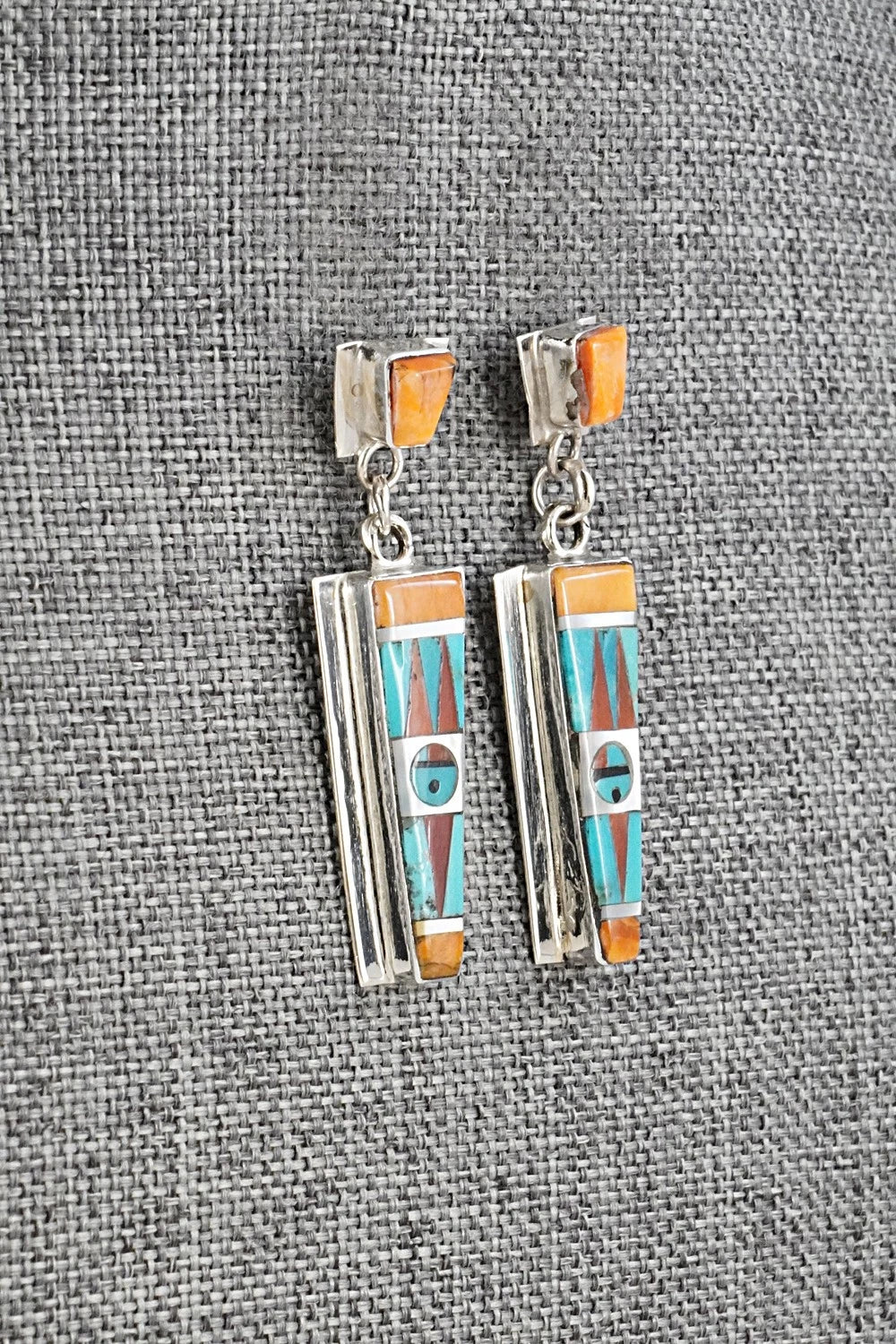 Multi-Stone & Sterling Silver Inlay Earrings - Rayland Edaakie