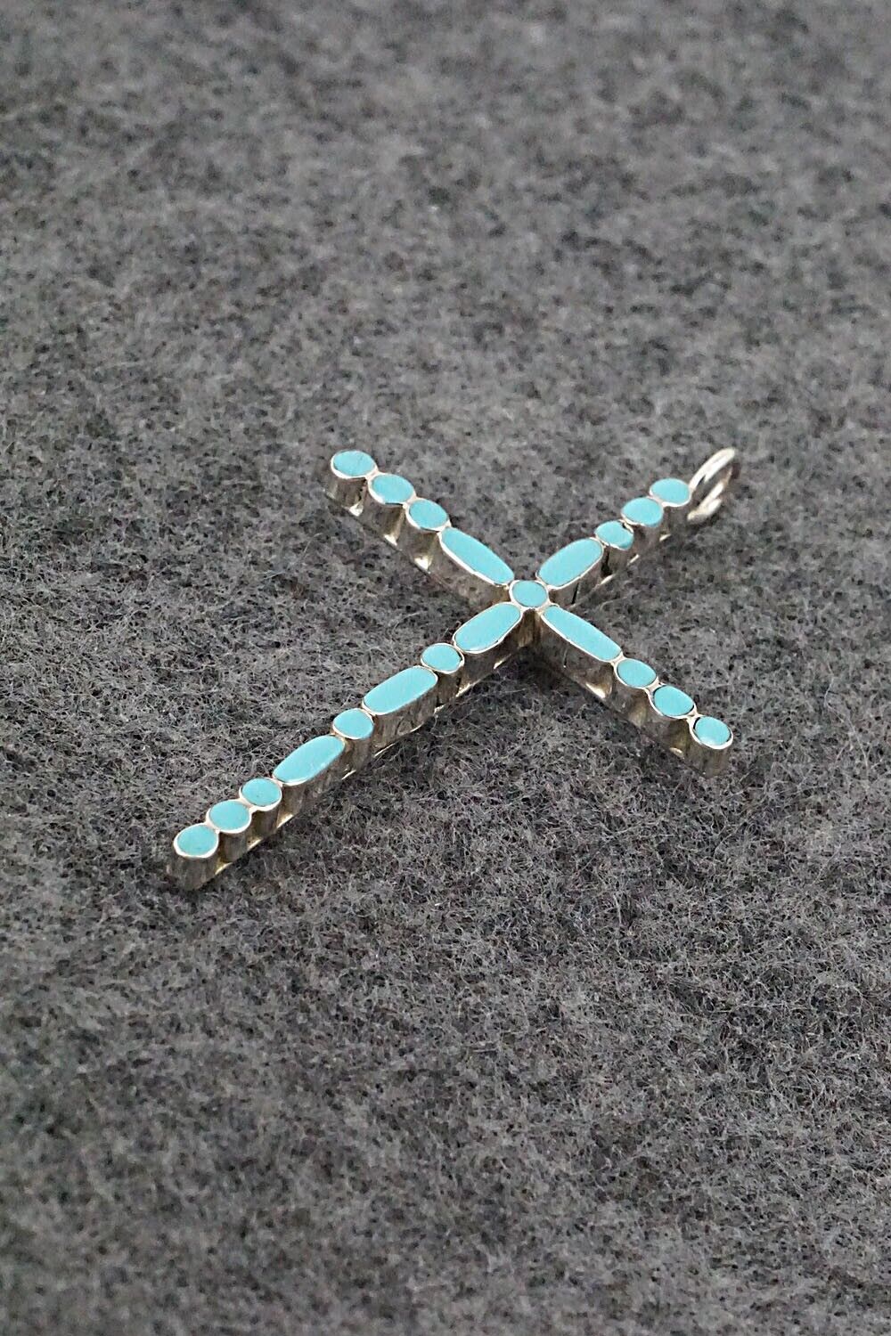 Turquoise & Sterling Silver Cross Pendant - Rupert Shetima