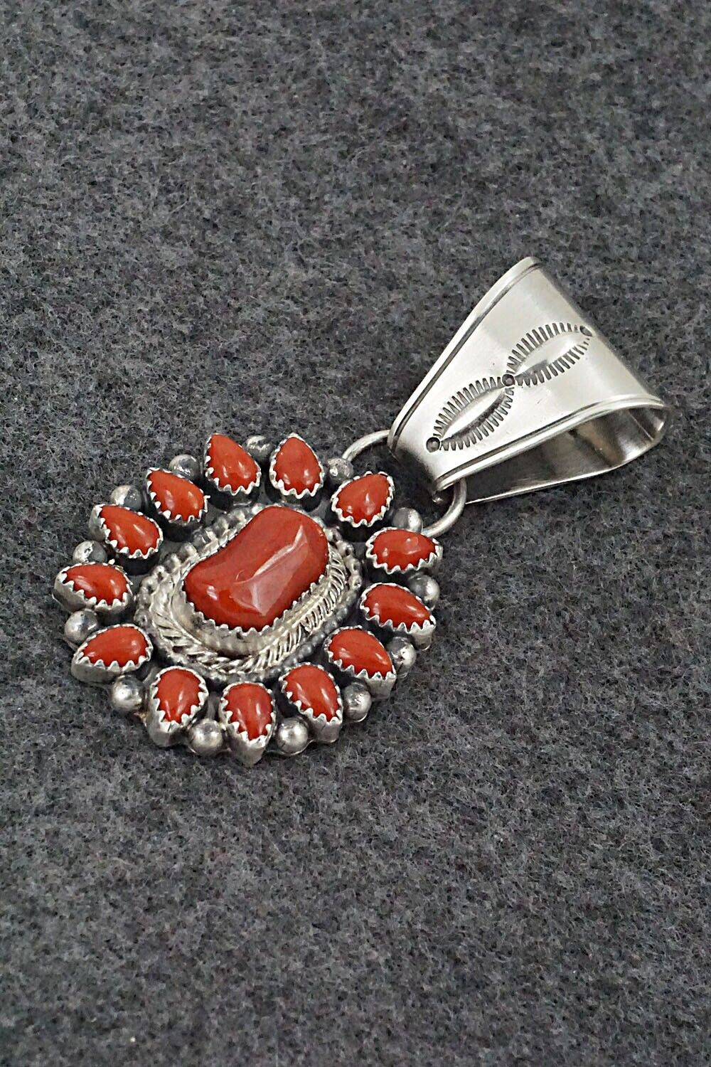 Coral & Sterling Silver Pendant - Tom Lewis