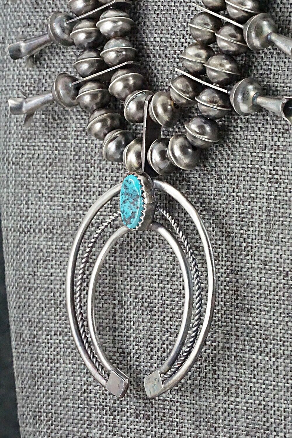 Turquoise & Sterling Silver Squash Blossom Set - Phil Garcia