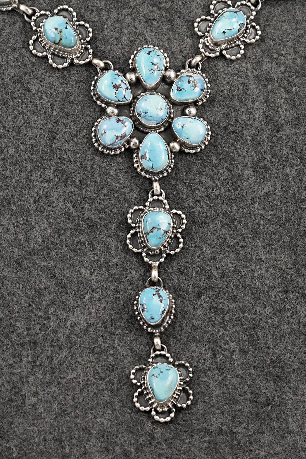 Turquoise & Sterling Silver Necklace and Earrings Set - Darrin Livingston