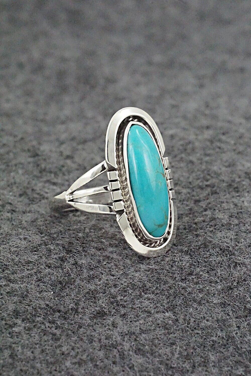 Turquoise & Sterling Silver Ring - Samuel Yellowhair - Size 7.75