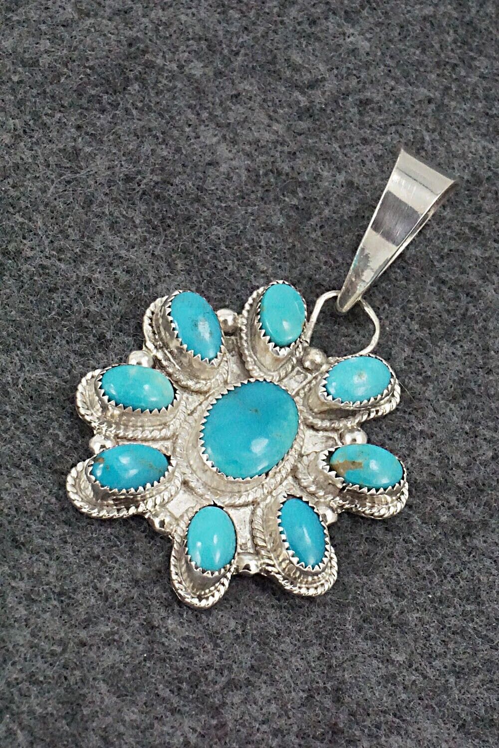 Turquoise & Sterling Silver Pendant - Kenny Calavaza