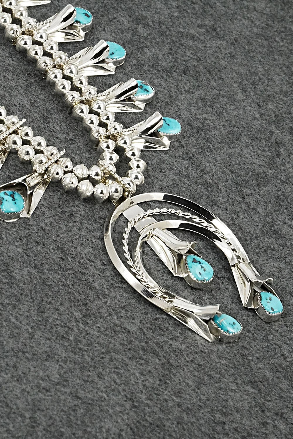 Turquoise & Sterling Silver Squash Blossom Set - Louise Yazzie