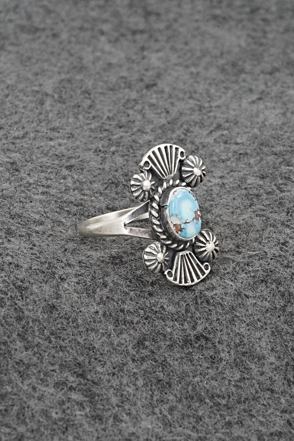 Turquoise and Sterling Silver Ring - Jerryson Henio - Size 8.75