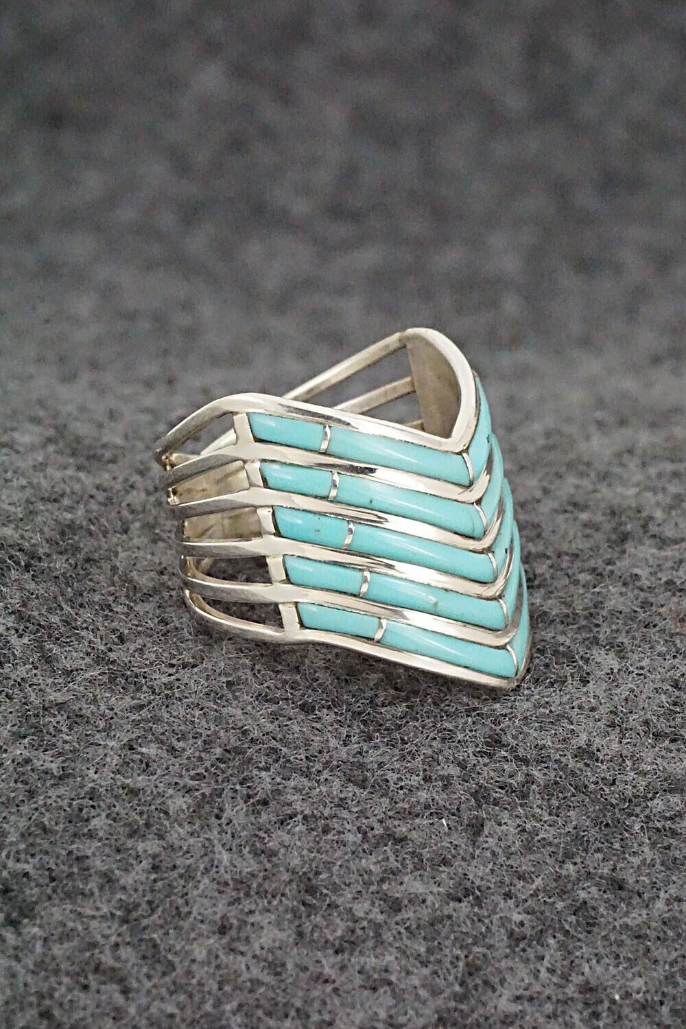 Turquoise & Sterling Silver Ring - Andrew Enrico - Size 6.5