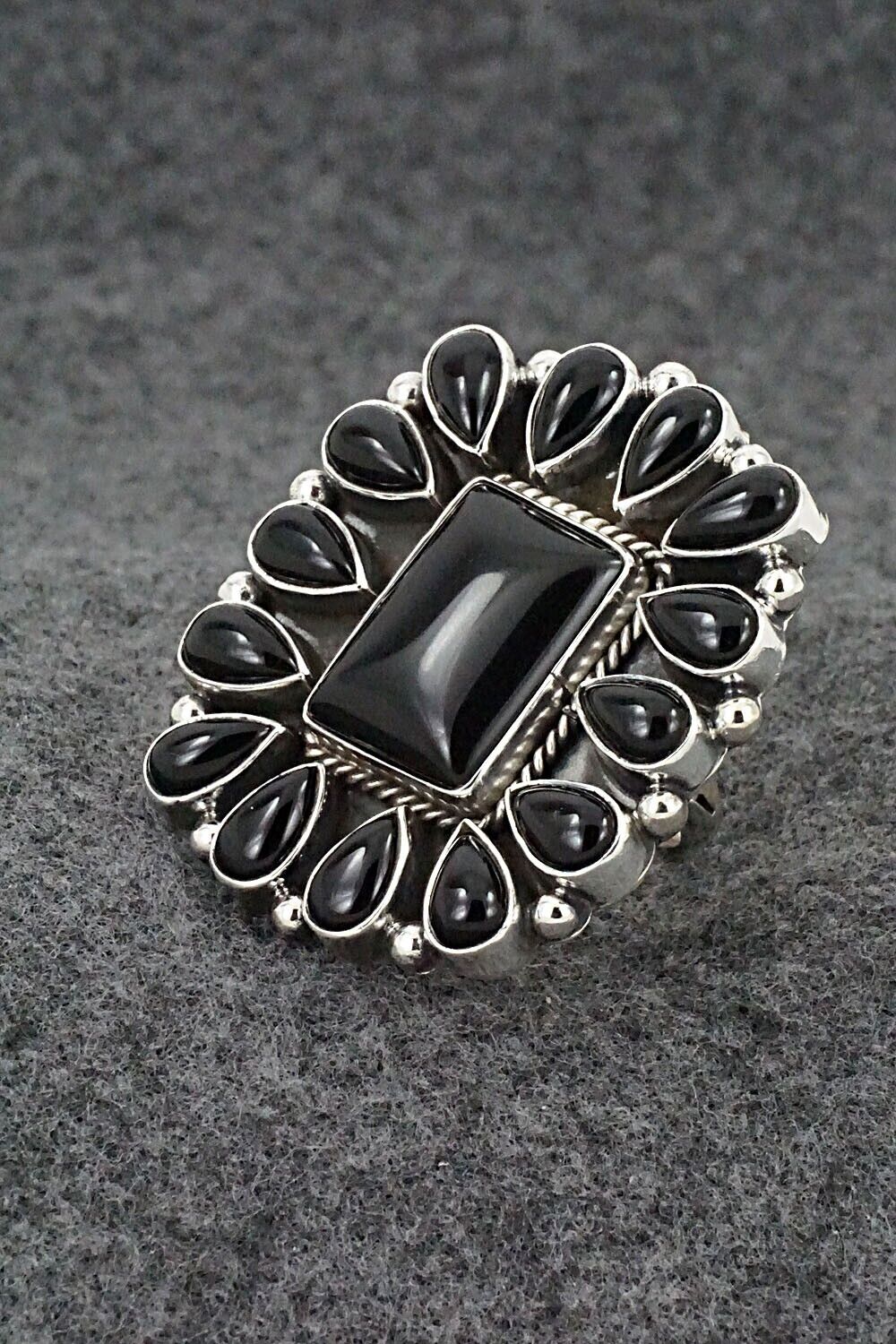 Onyx & Sterling Silver Ring - Verley Betone - Size 7.5