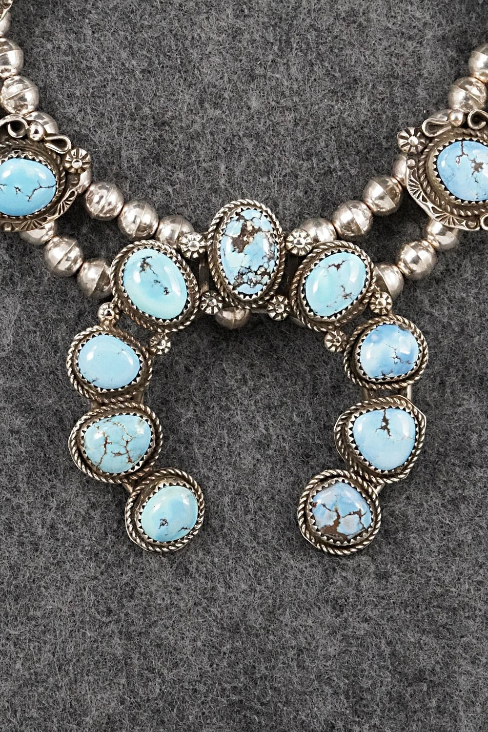 Turquoise & Sterling Silver Squash Blossom Set - Phil Nez