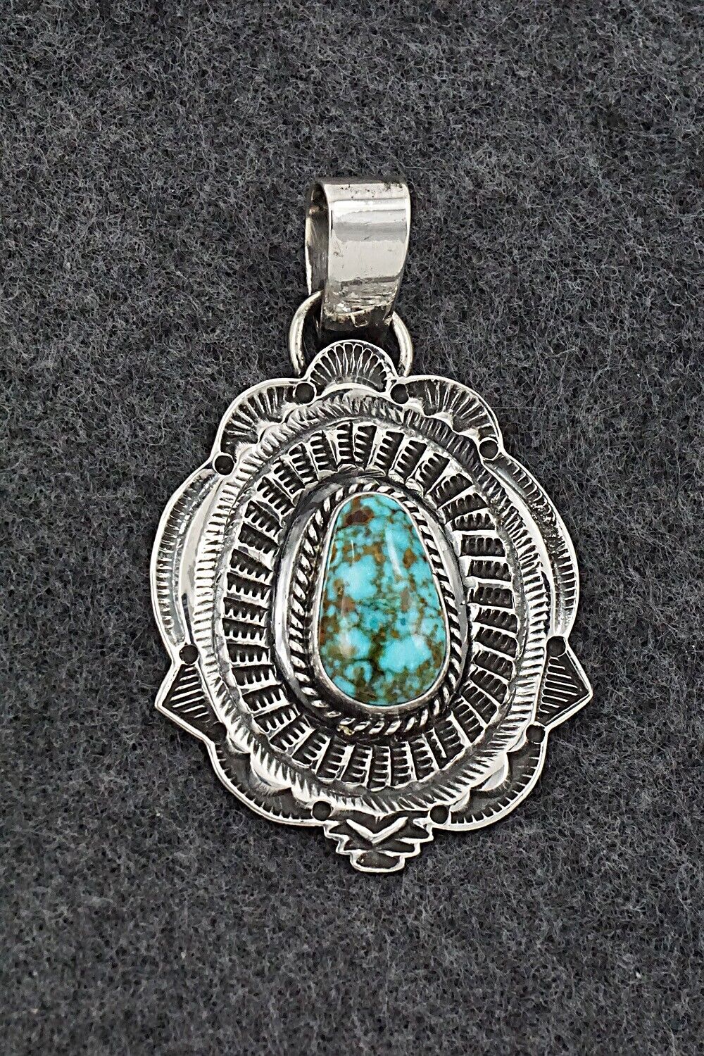 Turquoise & Sterling Silver Pendant - Leonard Maloney