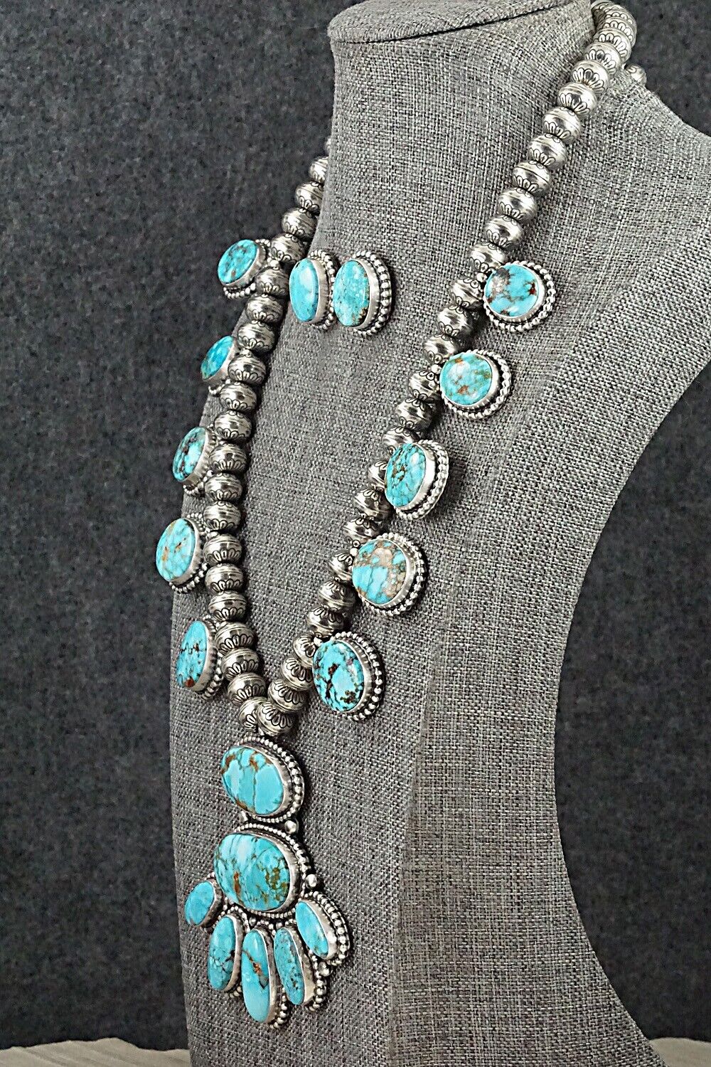 Turquoise & Sterling Silver Necklace and Earrings Set - Randy Boyd