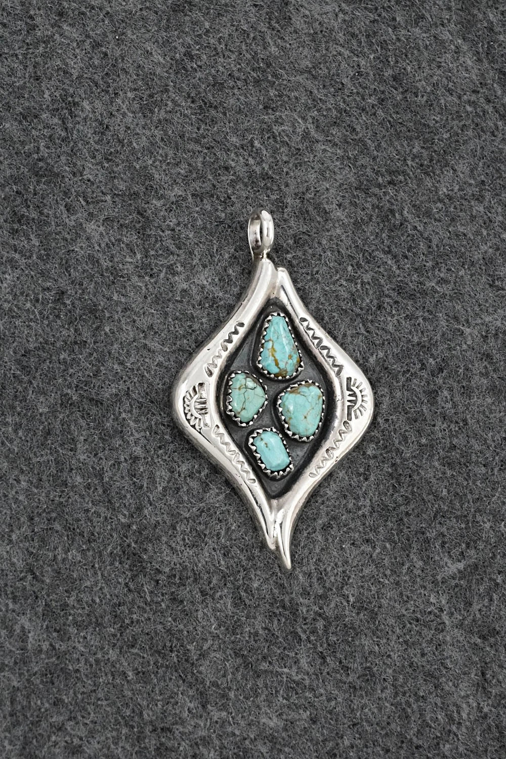 Turquoise & Sterling Silver Pendant - Wilbur Iule