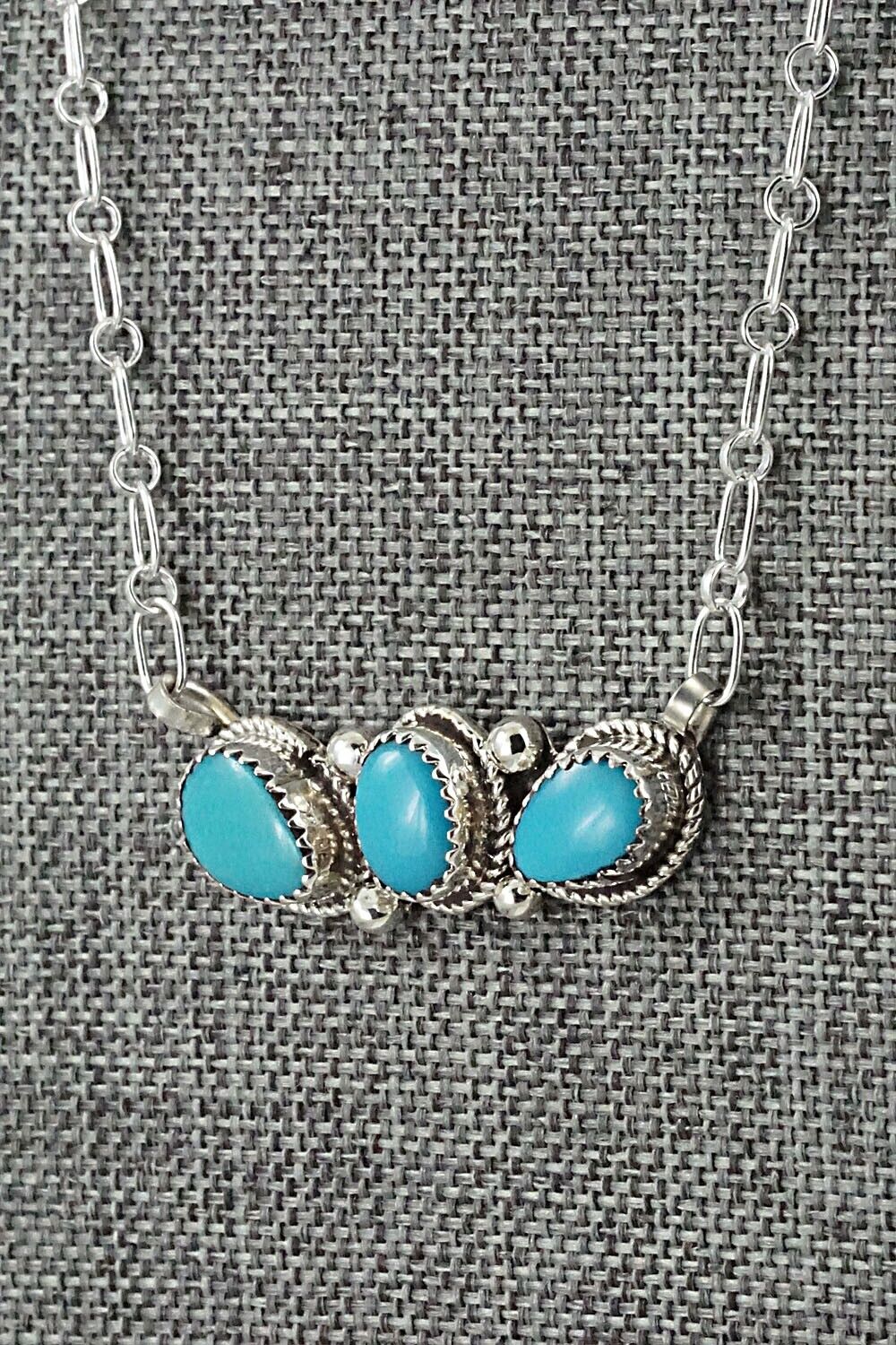 Turquoise & Sterling Silver Necklace - Ernest Hawthorne