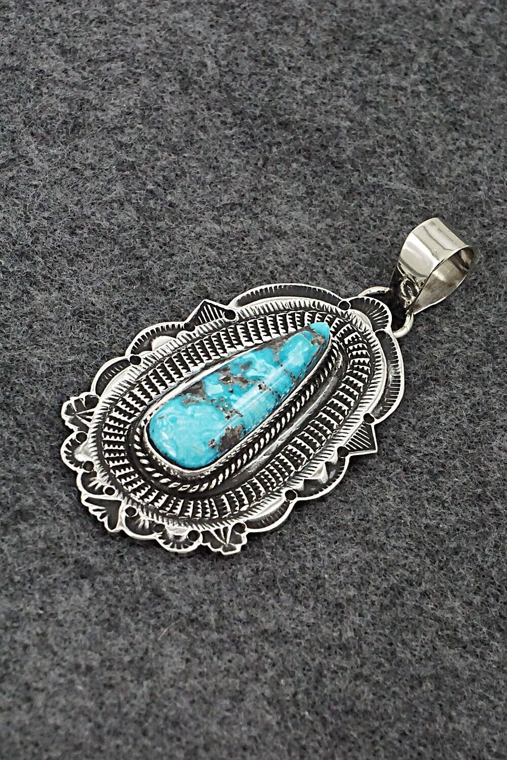 Turquoise & Sterling Silver Pendant - Leonard Maloney