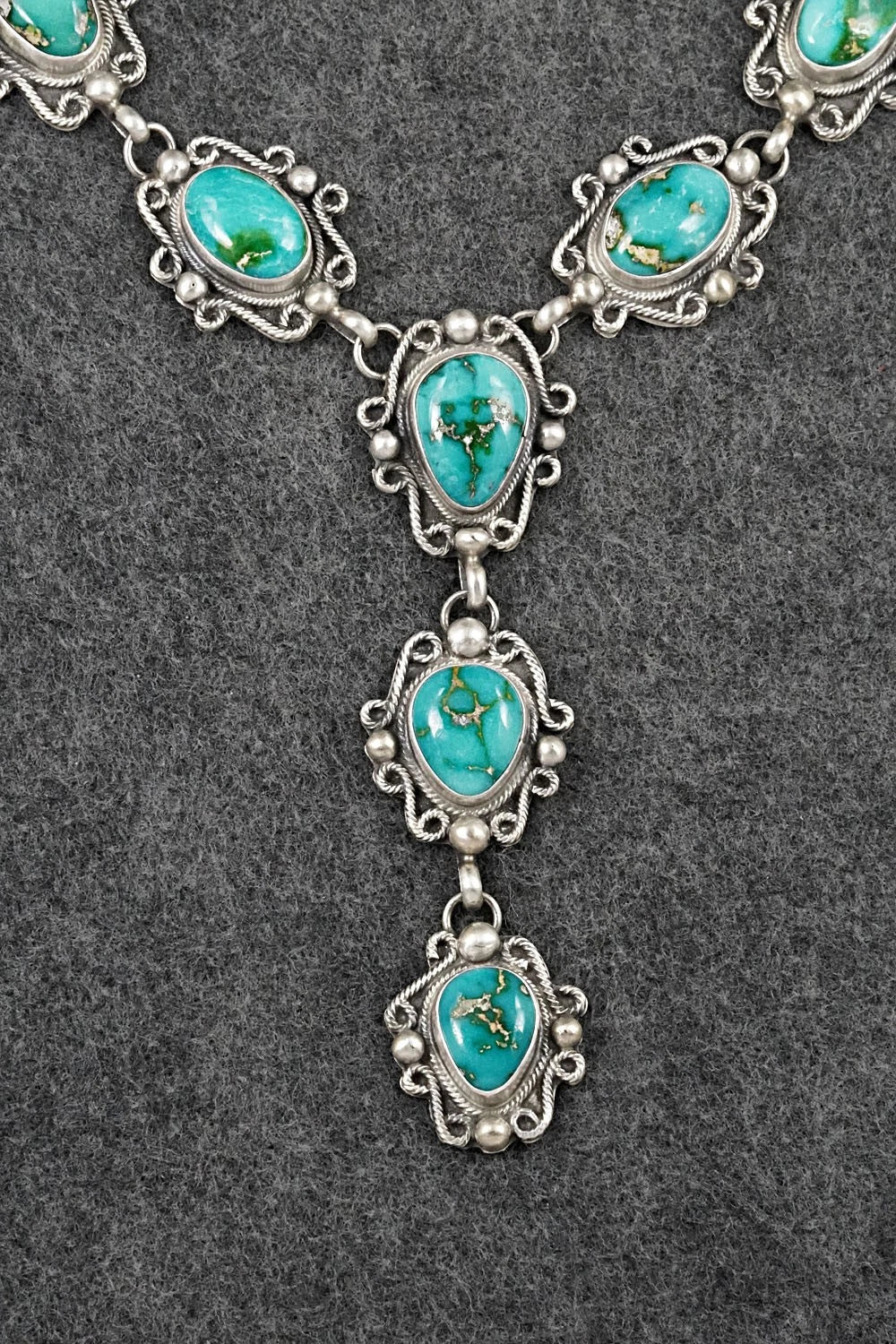 Turquoise & Sterling Silver Necklace and Earrings Set - Kathleen Livingston