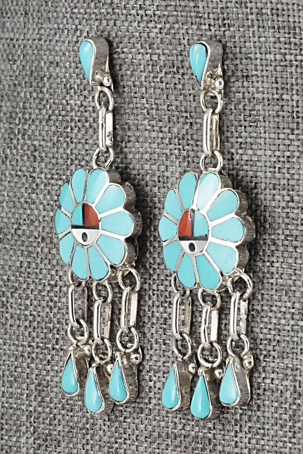 Multi Stone & Sterling Silver Inlay Earrings - Burdian Soseeah