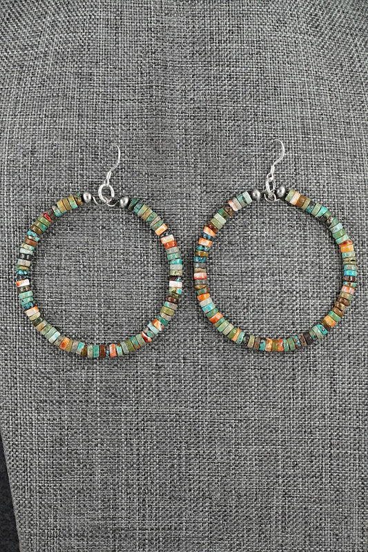 Turquoise, Spiny Oyster & Sterling Silver Earrings - Doreen Jake