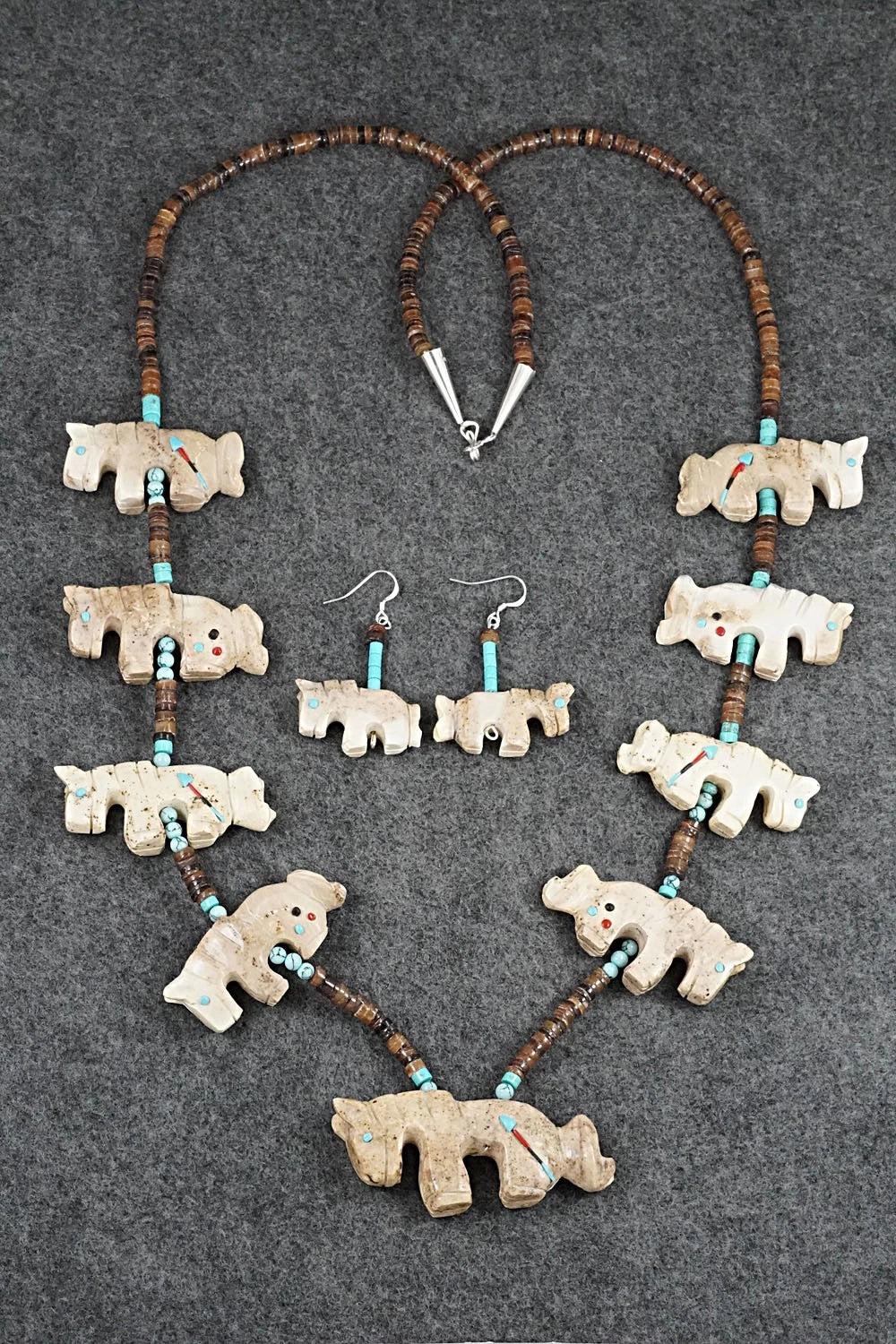 Multi-Stone Horse Fetish & Sterling Silver Necklace Set - Dannette Laate