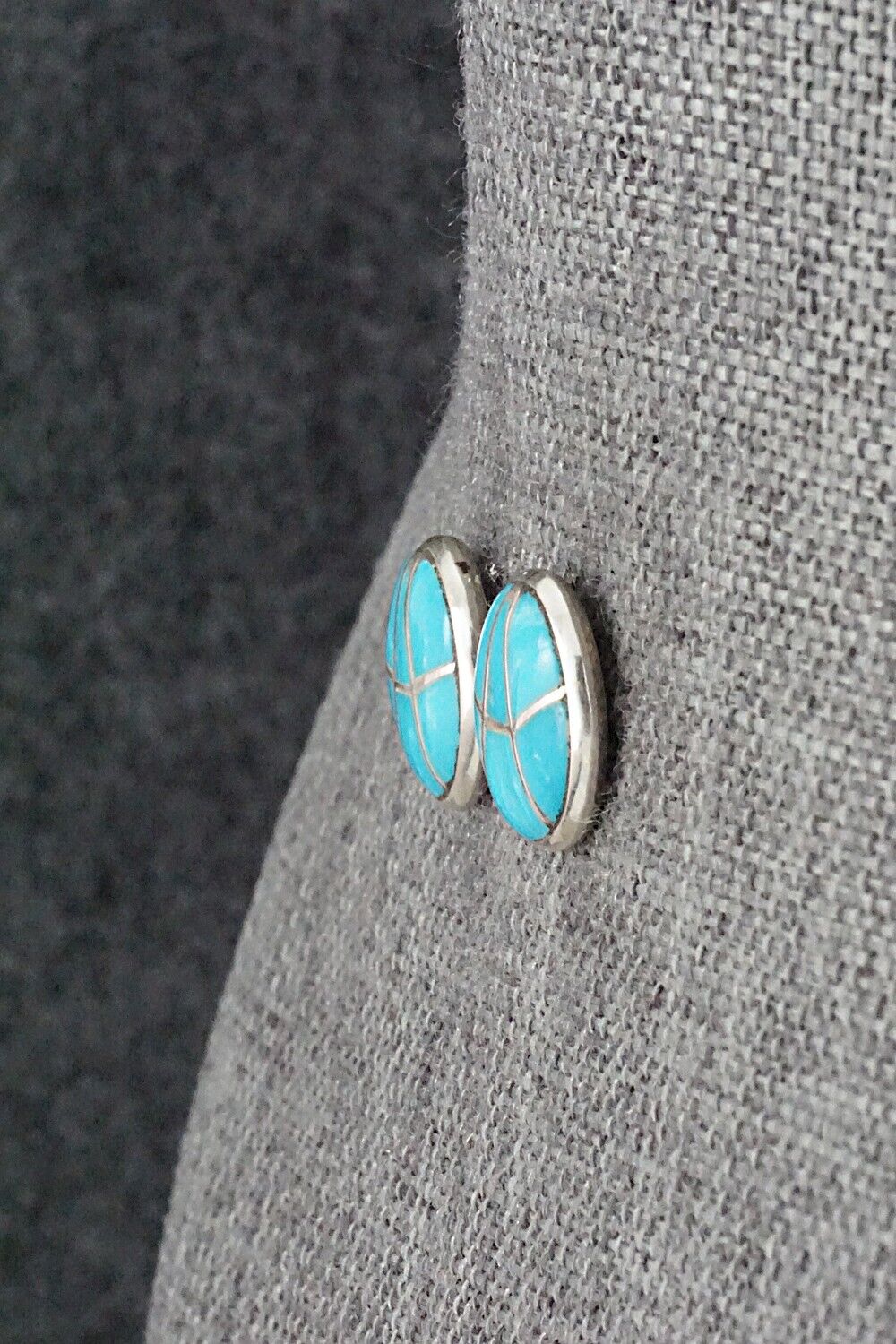 Turquoise & Sterling Silver Inlay Earrings - Laurie Kallestewa