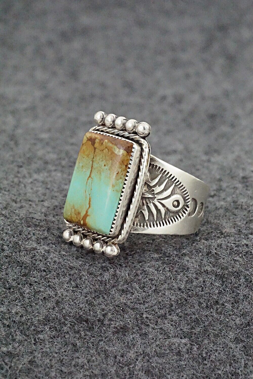 Turquoise & Sterling Silver Ring - Adrienne Gordon - Size 10.25