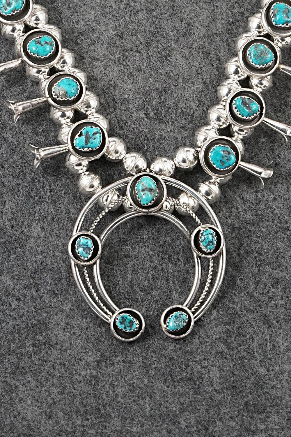 Turquoise & Sterling Silver Squash Blossom Set - Phil Garcia