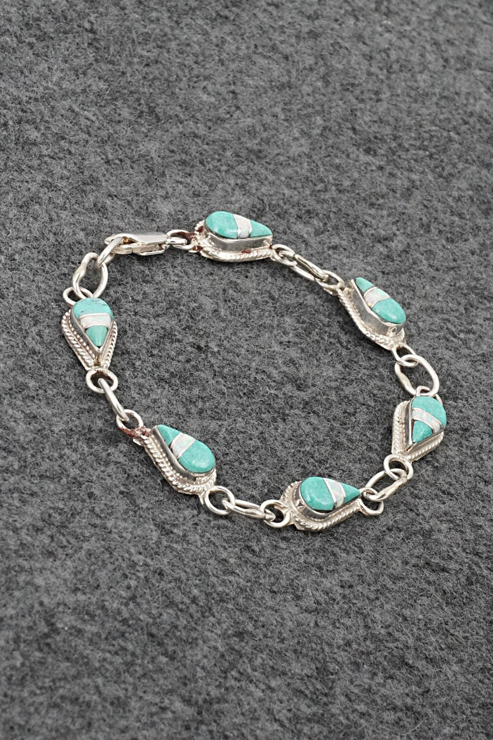 Turquoise, Opalite & Sterling Silver Link Bracelet - Terrance Panteah