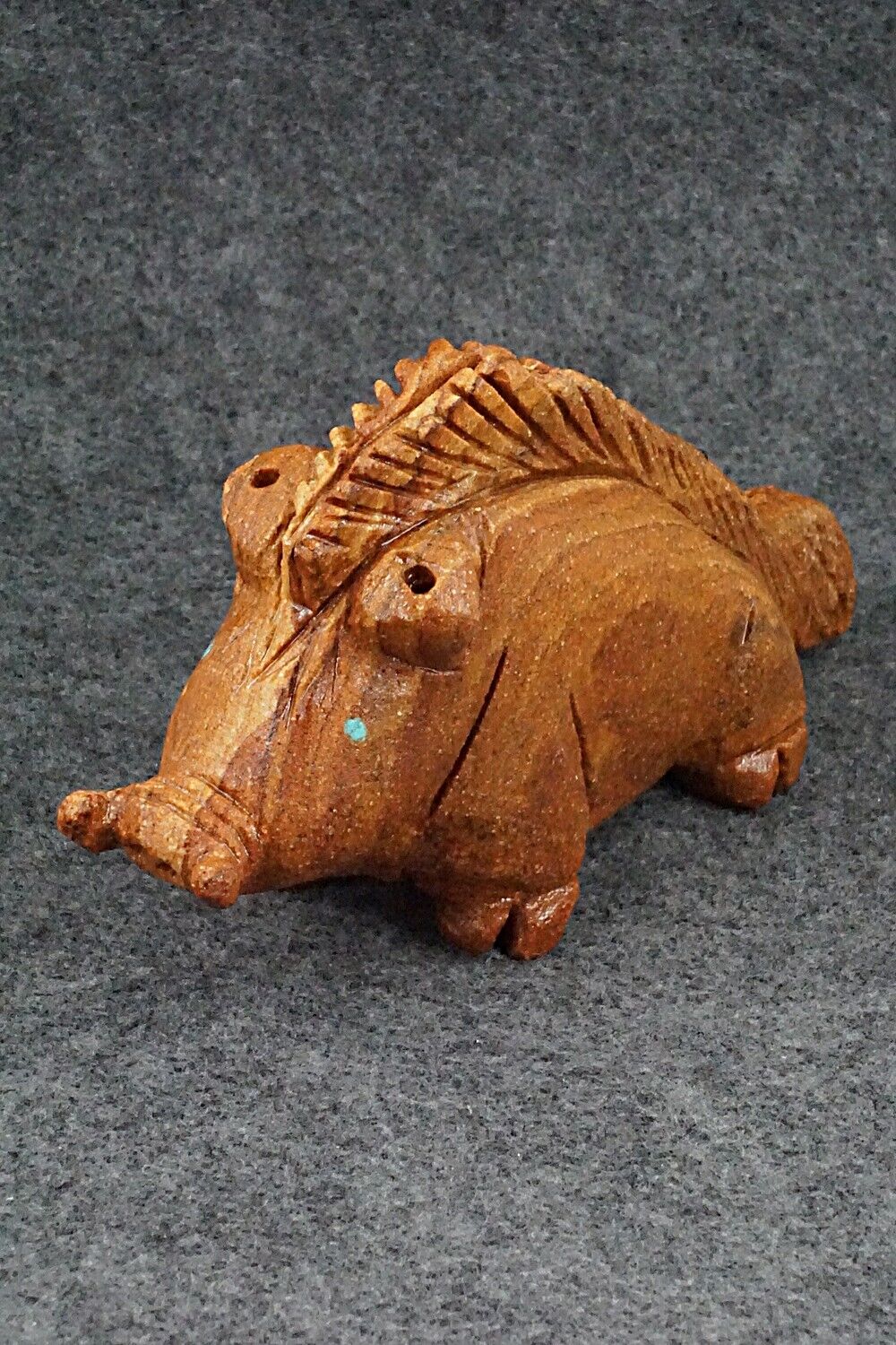 Razorback Hog Zuni Fetish Carving - Louise Ponchuella