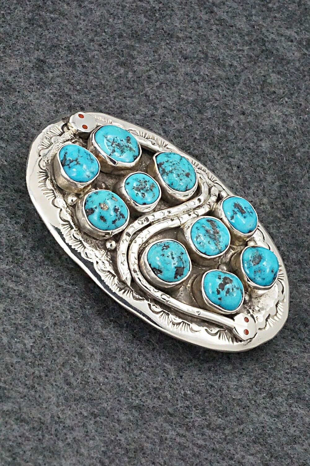 Turquoise & Sterling Silver Bolo Tie & Belt Buckle Set - Jude Candelaria