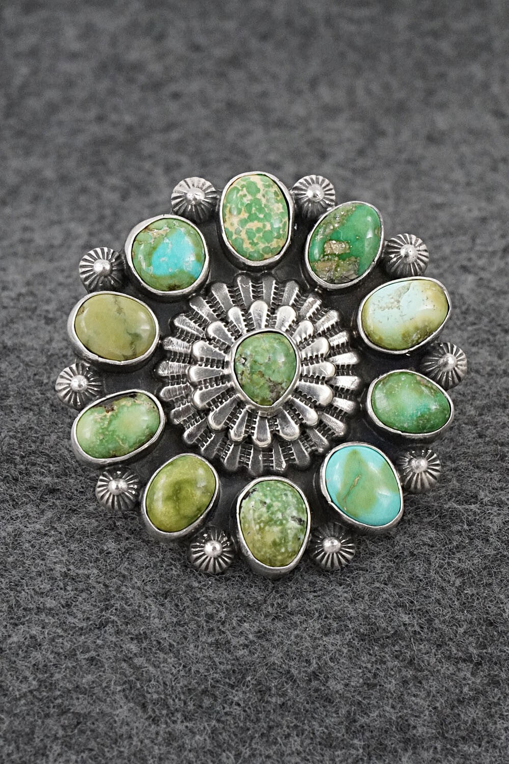 Turquoise & Sterling Silver Ring - Tom Lewis - Size 9