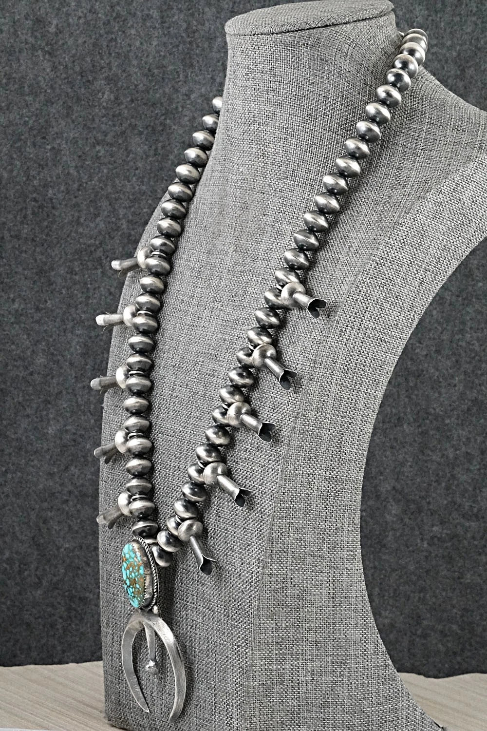 Turquoise & Sterling Silver Squash Blossom Necklace - Presley Haley