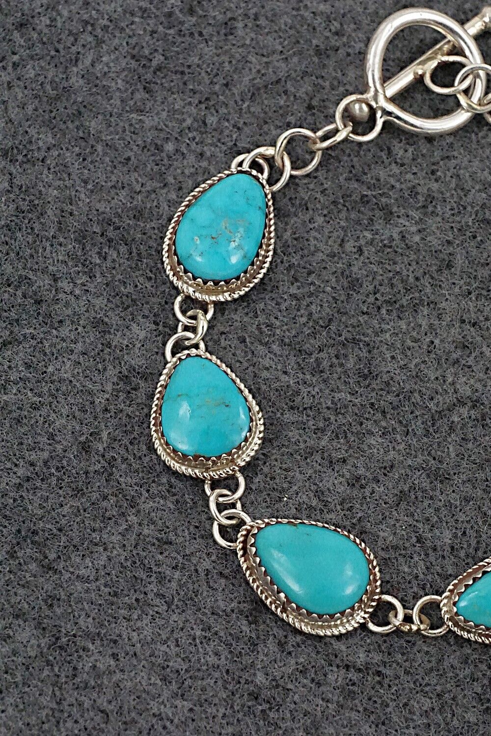 Turquoise & Sterling Silver Link Bracelet - Ernest Hawthorne