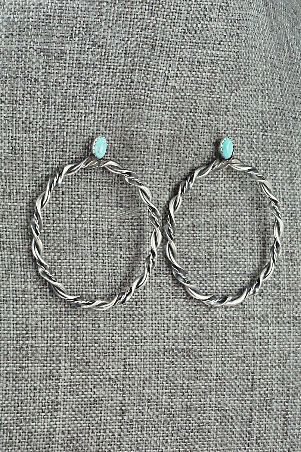 Turquoise & Sterling Silver Earrings - Nelson Leonard Jr.