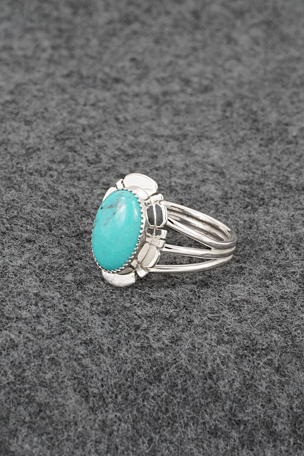 Turquoise & Sterling Silver Ring - Leona Delgarito - Size 7