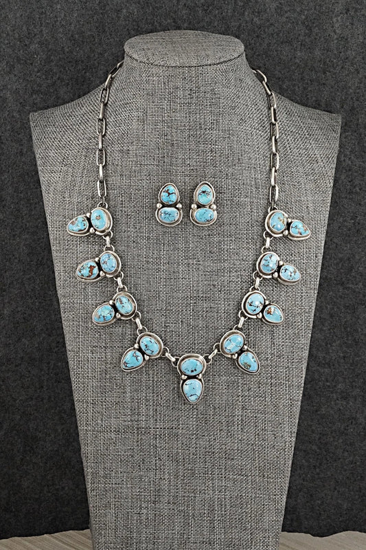 Turquoise & Sterling Silver Necklace and Earrings Set - Kathleen Livingston