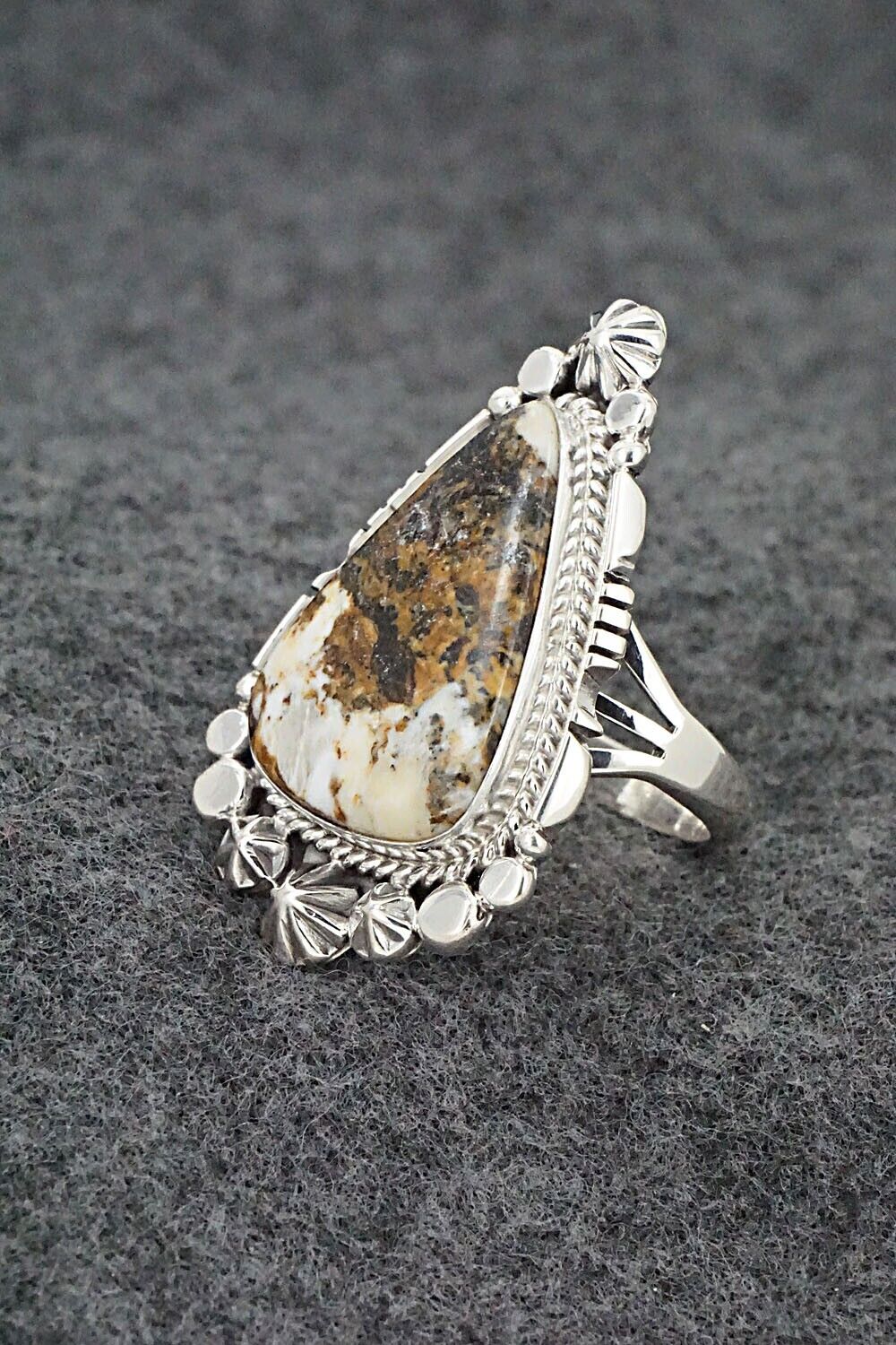 White Buffalo & Sterling Silver Ring - Daniel Benally - Size 8