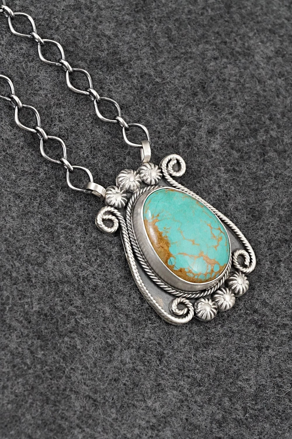 Turquoise & Sterling Silver Necklace - Cordell Platero