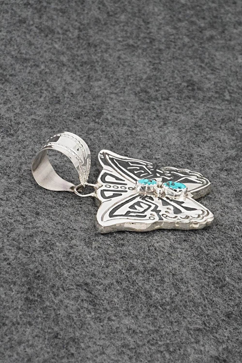 Turquoise & Sterling Silver Pendant - Alonzo Mariano