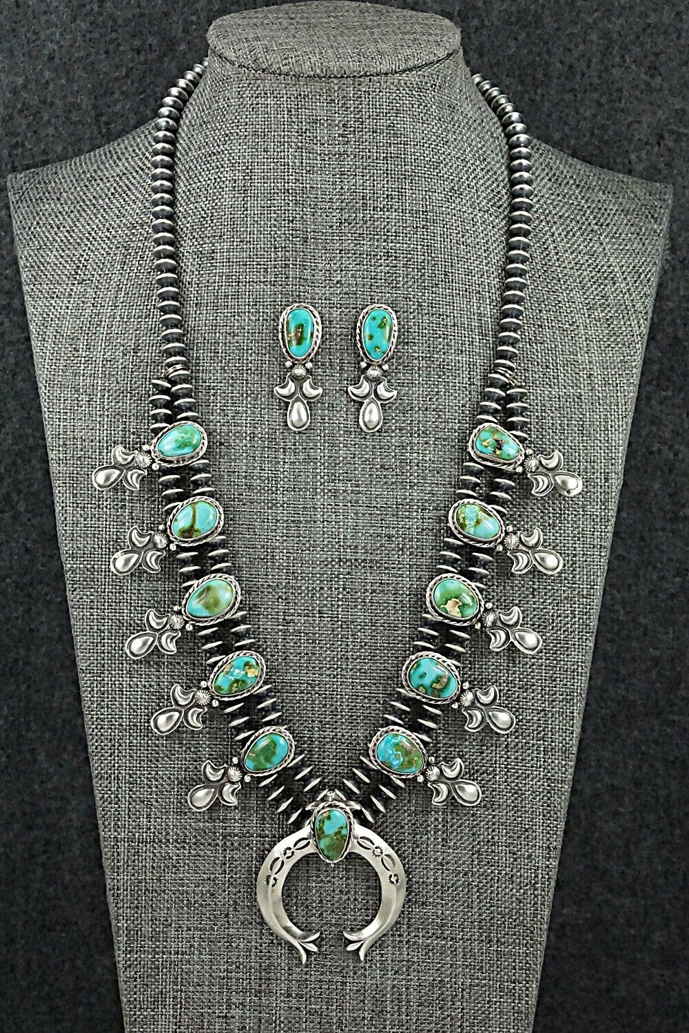 Turquoise & Sterling Silver Squash Blossom Set - Adrienne Gordon