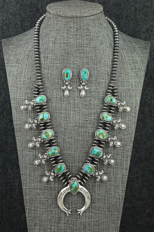 Turquoise & Sterling Silver Squash Blossom Set - Adrienne Gordon